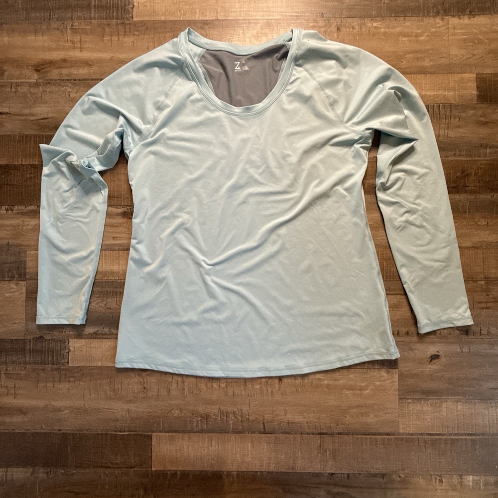 Z By Zella Workout Top Sz XL Blue Long Sleeve